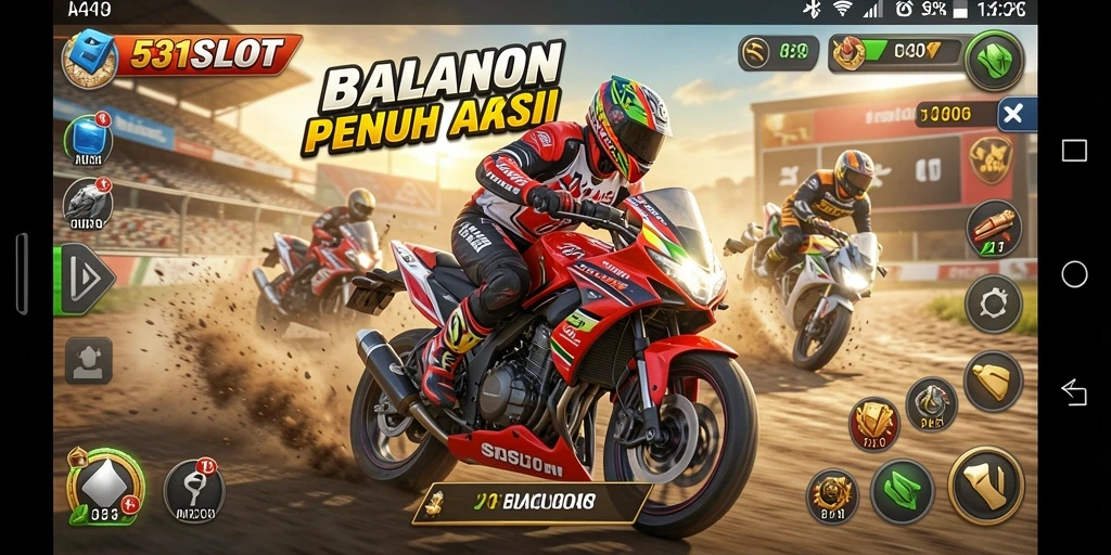 Screenshot gameplay 531SLOT dengan aksi balapan motor yang seru.