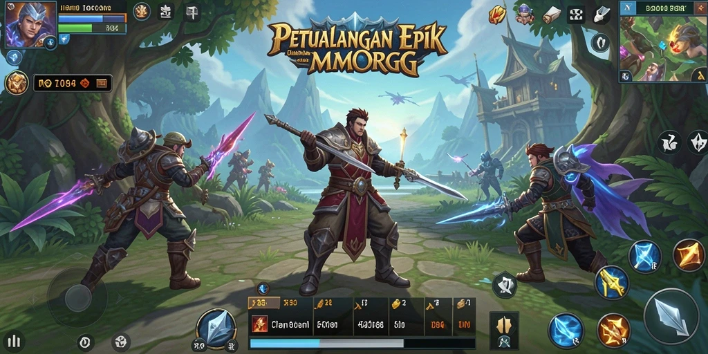 Tampilan gameplay mendalam dalam dunia petualangan MMORPG.