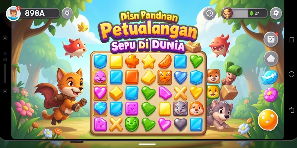 Tangkapan layar gameplay 898A yang menunjukkan momen seru dalam permainan Match-3.