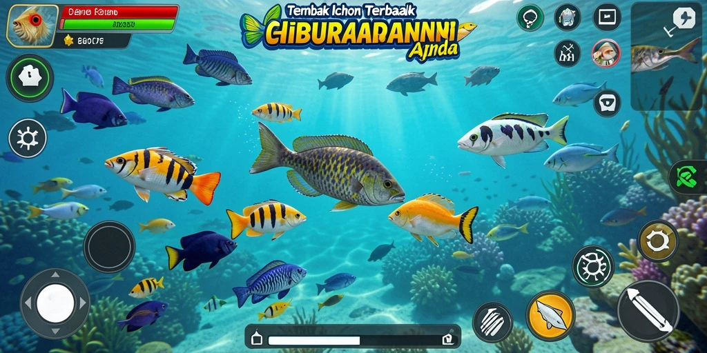Screenshot menampilkan aksi menangkap ikan di API77 dengan grafik yang menarik.