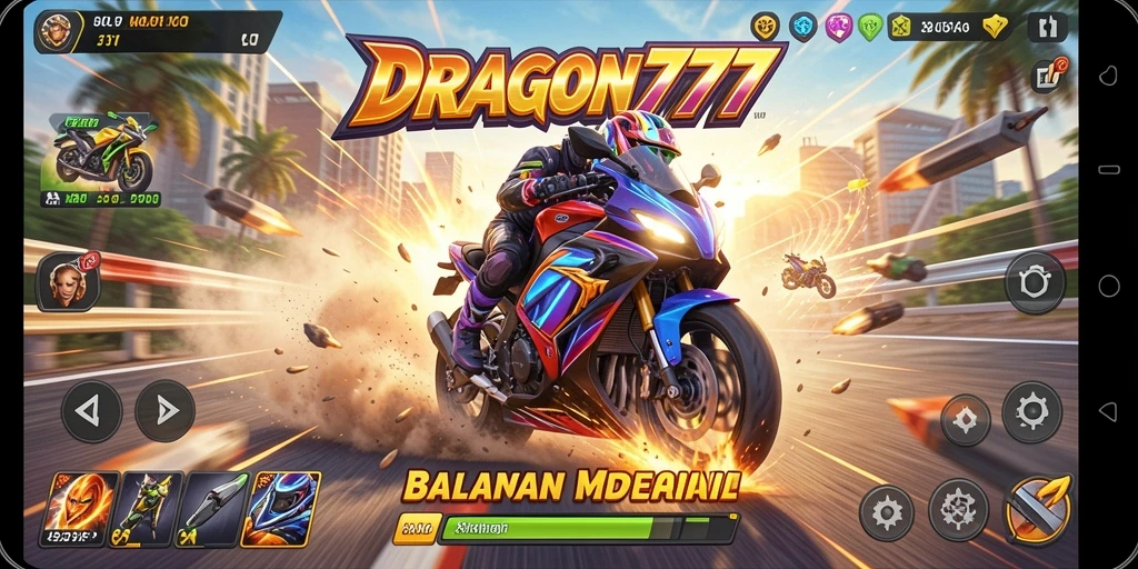 Gameplay mendebarkan dalam balapan motor di DRAGON777.