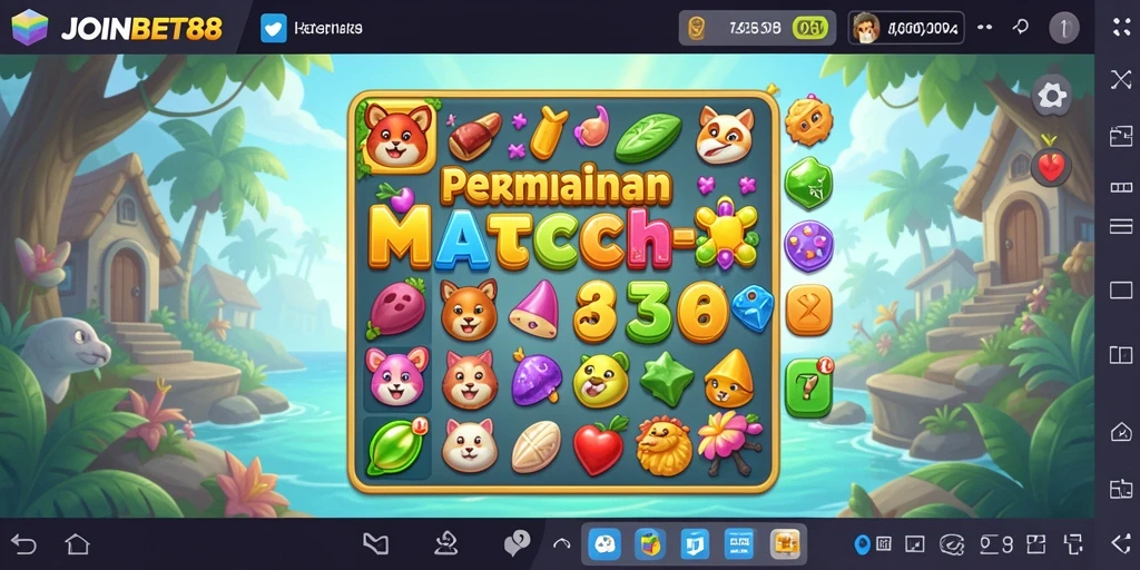 Tampilan gameplay <strong>JOINBET88</strong> dengan kombinasi objek warna-warni.