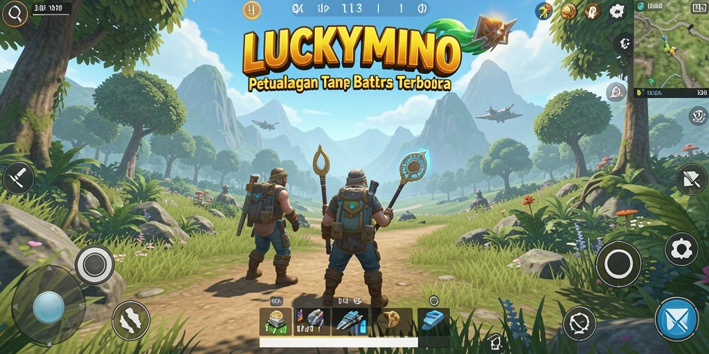 Gameplay LUCKYMINO yang menakjubkan dalam dunia terbuka.