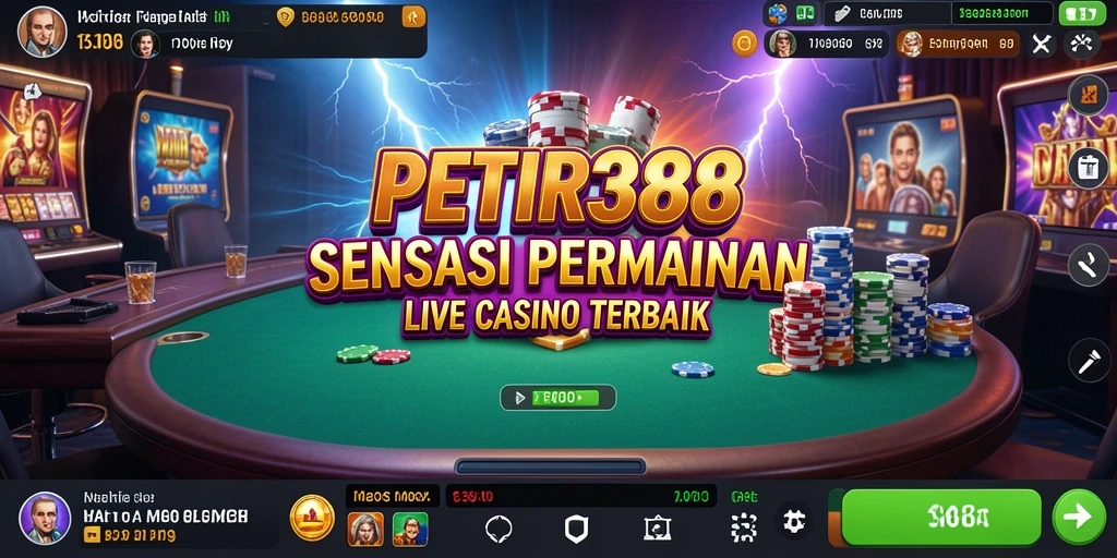 Tampilan permainan Live Casino yang mendebarkan di PETIR388.